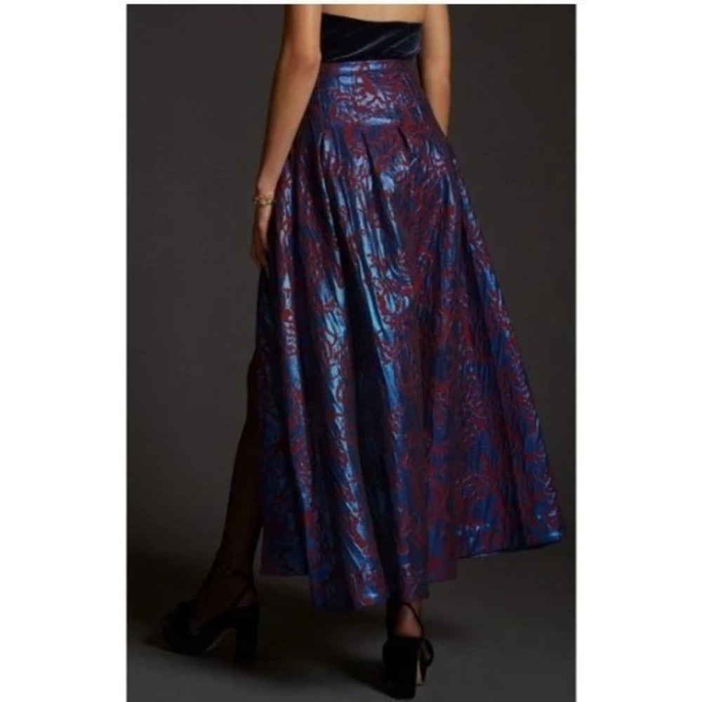 Maeve Anthropologie Floral Brocade Skirt Size 6 Blue holiday Party Formal Maxi - Picture 2 of 8